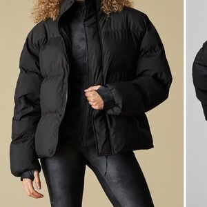 Fabletics essential puffer black reflective sz XS